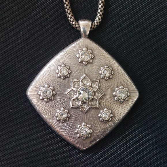 Brighton silver necklace with rhinestones, reversible with gold on reverse side! - Picture 2 of 3
